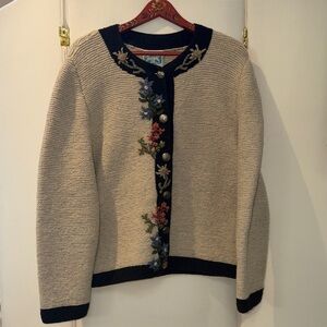 Embroidered Cream and Black Cardigan